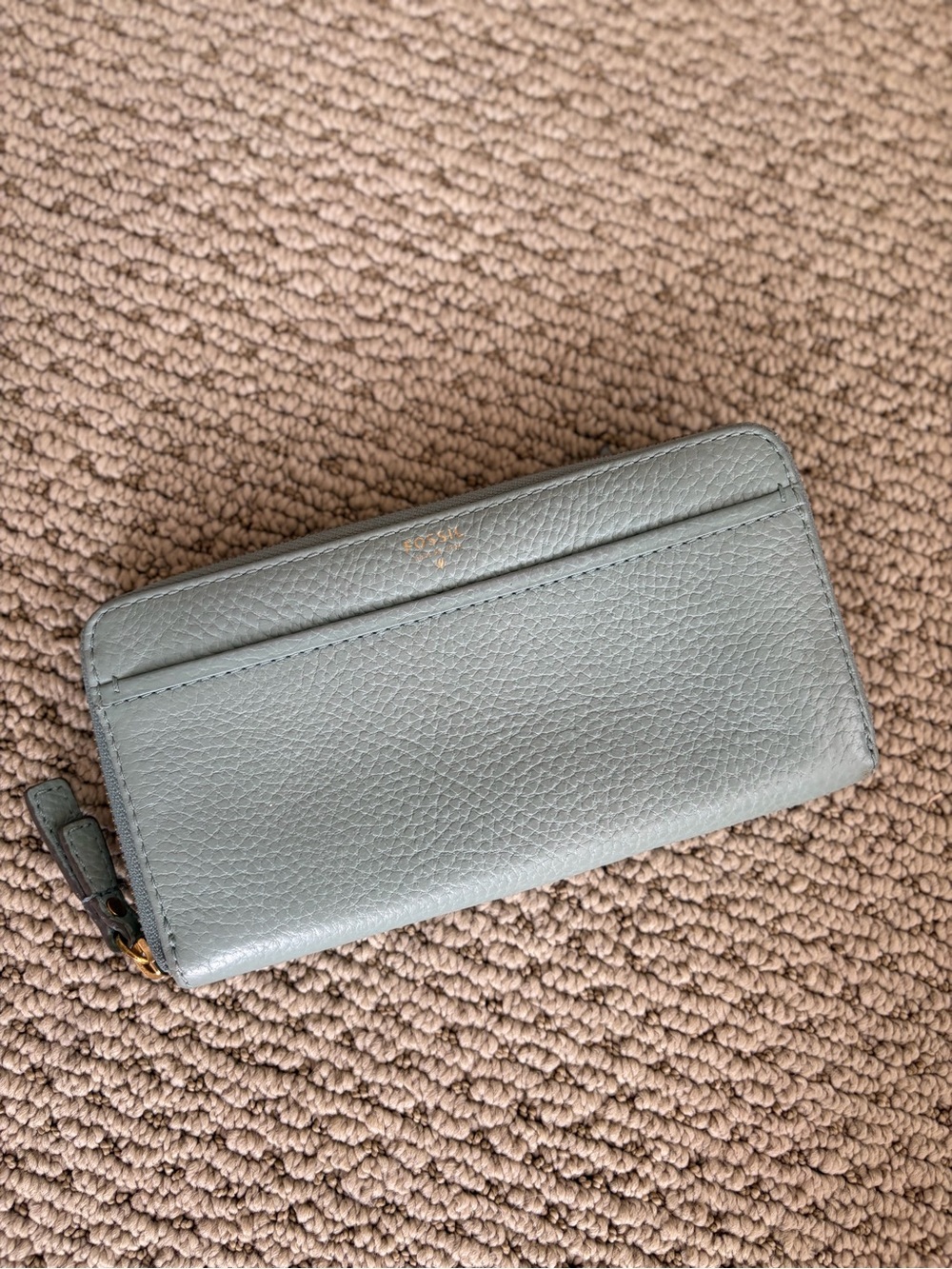 Fossil Light Blue Leather Zip Wallet